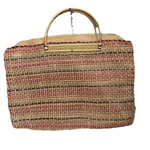 Unbranded Straw Woven Multicolor Bag Beach Tote Purse Large